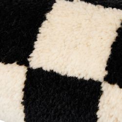 Woolen bolster cushion black and white statement (13x50cm)