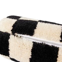 Woolen bolster cushion black and white statement (13x50cm)