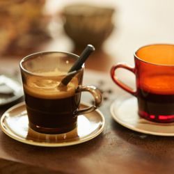 70s glassware: coffee cups mud brown (set of 4)