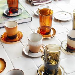 70s glassware: coffee cups amber brown (set of 4)