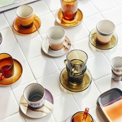 70s glassware: saucers mud brown (set of 4)