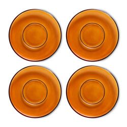 70s glassware: saucers amber brown (set of 4)