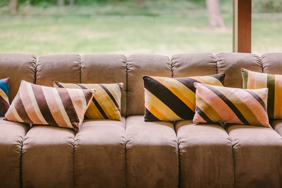 Striped velvet cushion Rose (60x35cm)