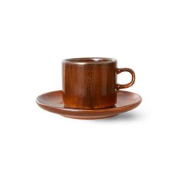 Chef ceramics: cup and saucer, burned orange