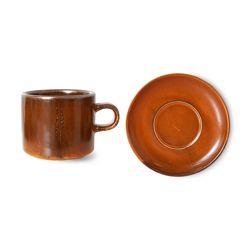 Chef ceramics: cup and saucer, burned orange