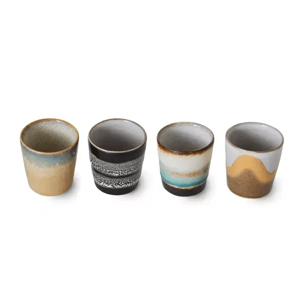 70s ceramics: egg cups, granite (set of 4)