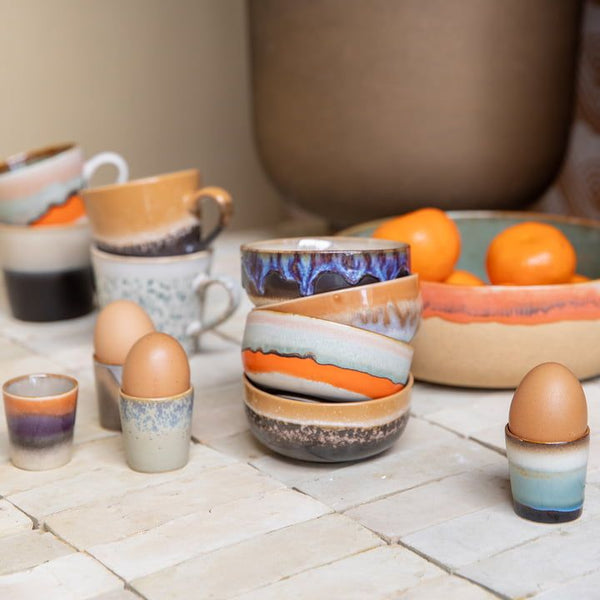 70s ceramics: egg cups, granite (set of 4)