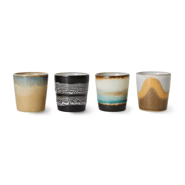70s ceramics: egg cups, granite (set of 4)