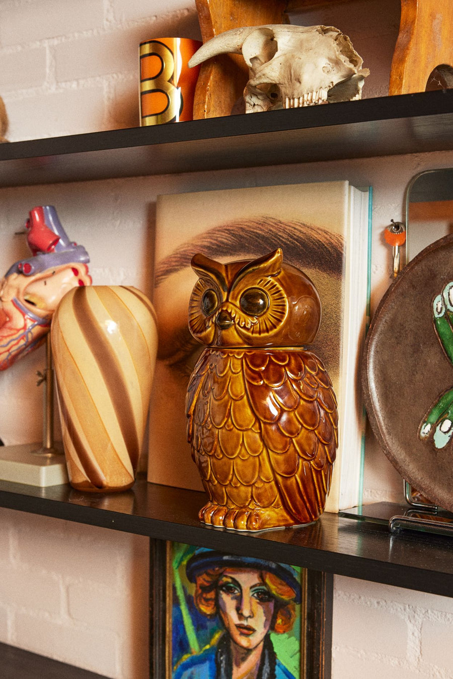 Ceramic owl jar roasted