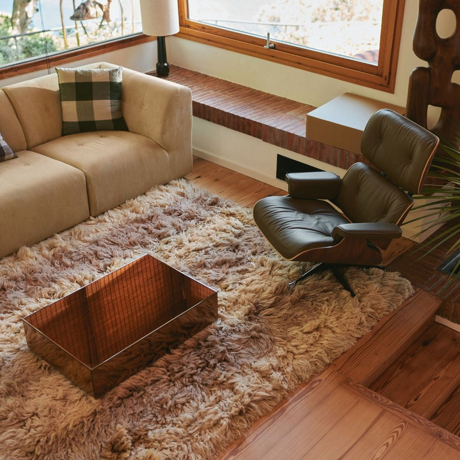 Mirror block coffee table smokey brown (80x55cm)