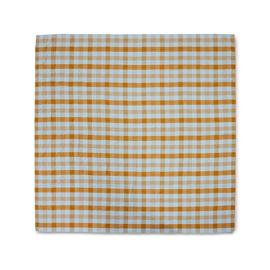 Vida check table cloth amber/blue (180x180cm)