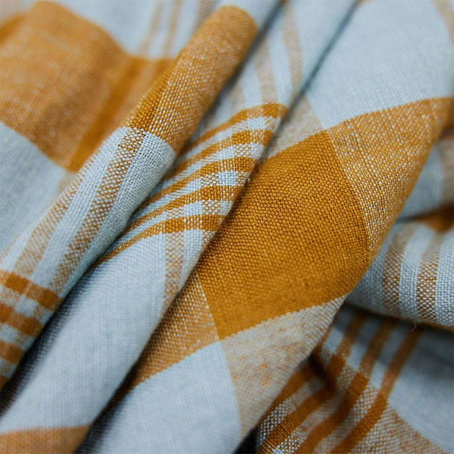 Vida check tea towel amber/blue (50x70cm)