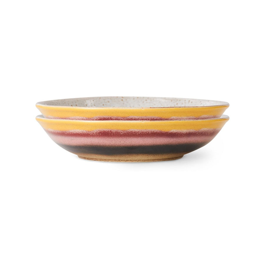 70s ceramics: curry bowls hibiscus (set of 2)