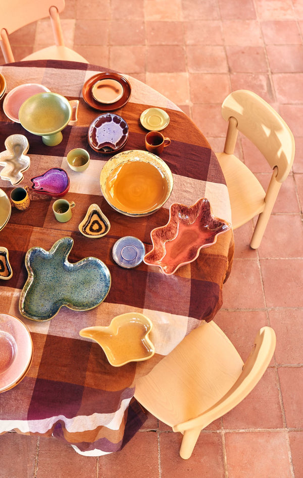 Vida check table cloth amber/burgundy (140x220cm)