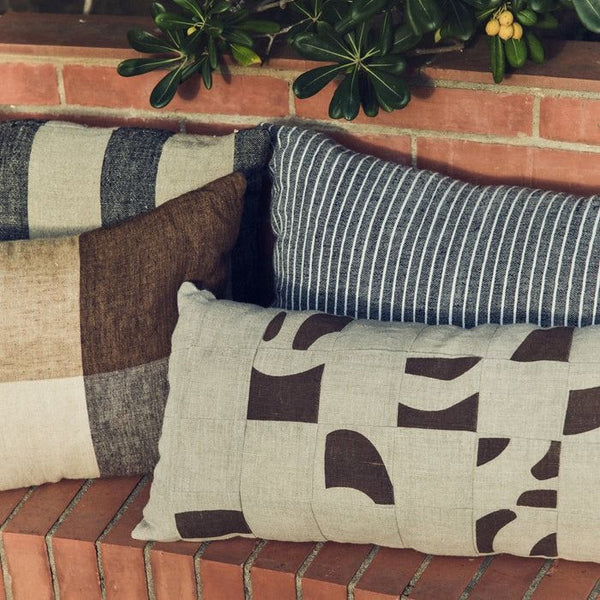 Natural patched cushion (70x30cm)