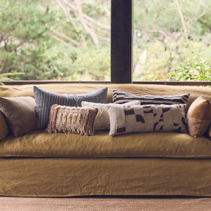 Natural patched cushion (70x30cm)