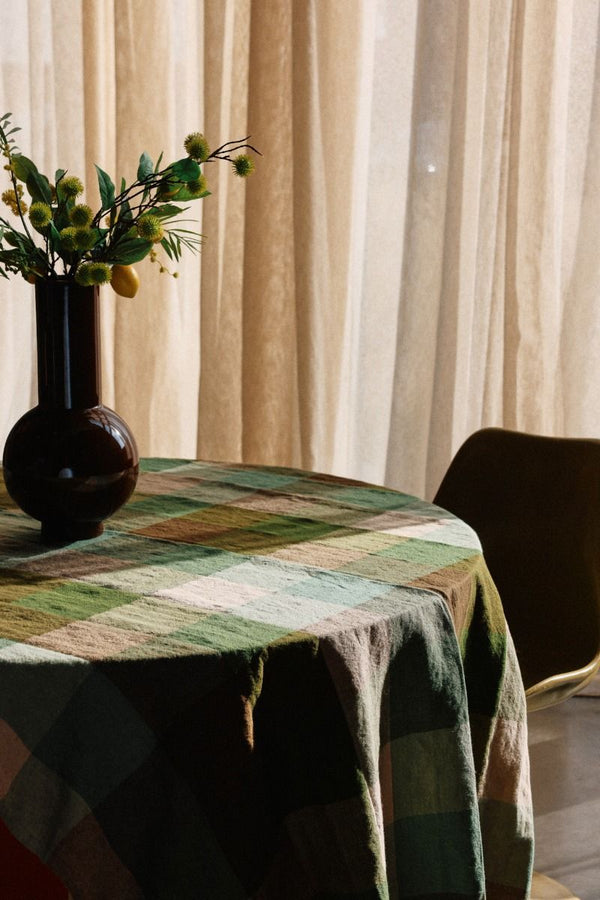 Vida check table cloth mint/olive (140x220cm)