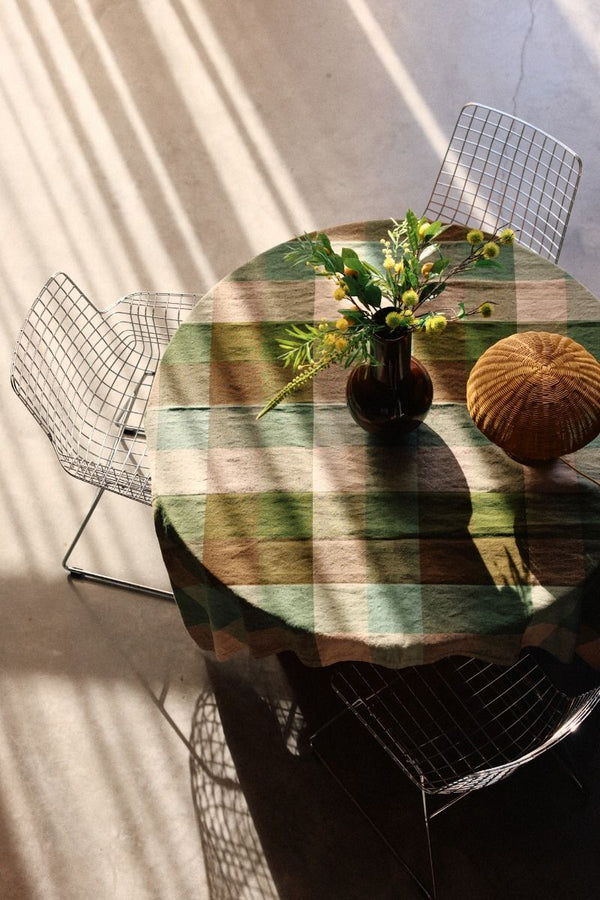 Vida check table cloth mint/olive (140x220cm)