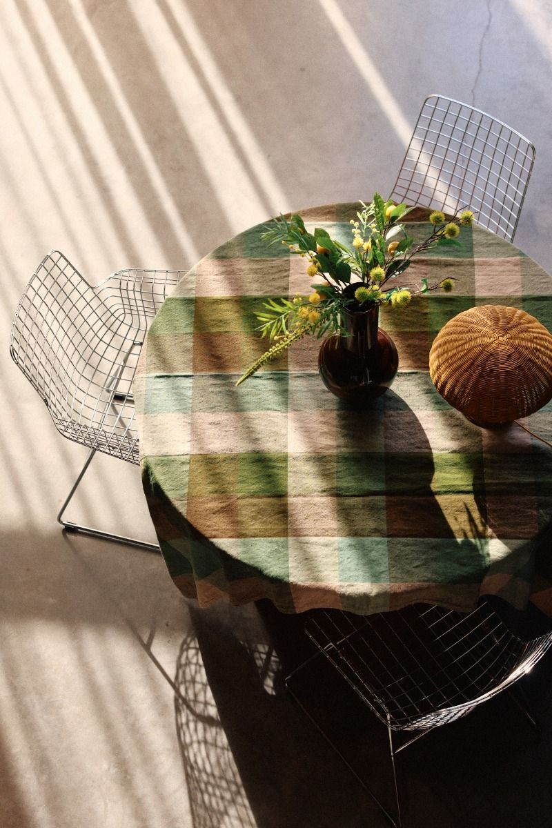 Vida check table cloth mint/olive (140x220cm)