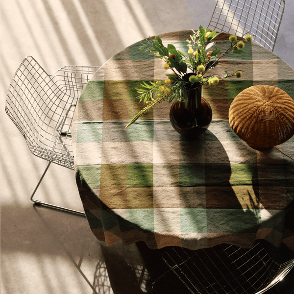 Vida check table cloth mint/olive (140x220cm)