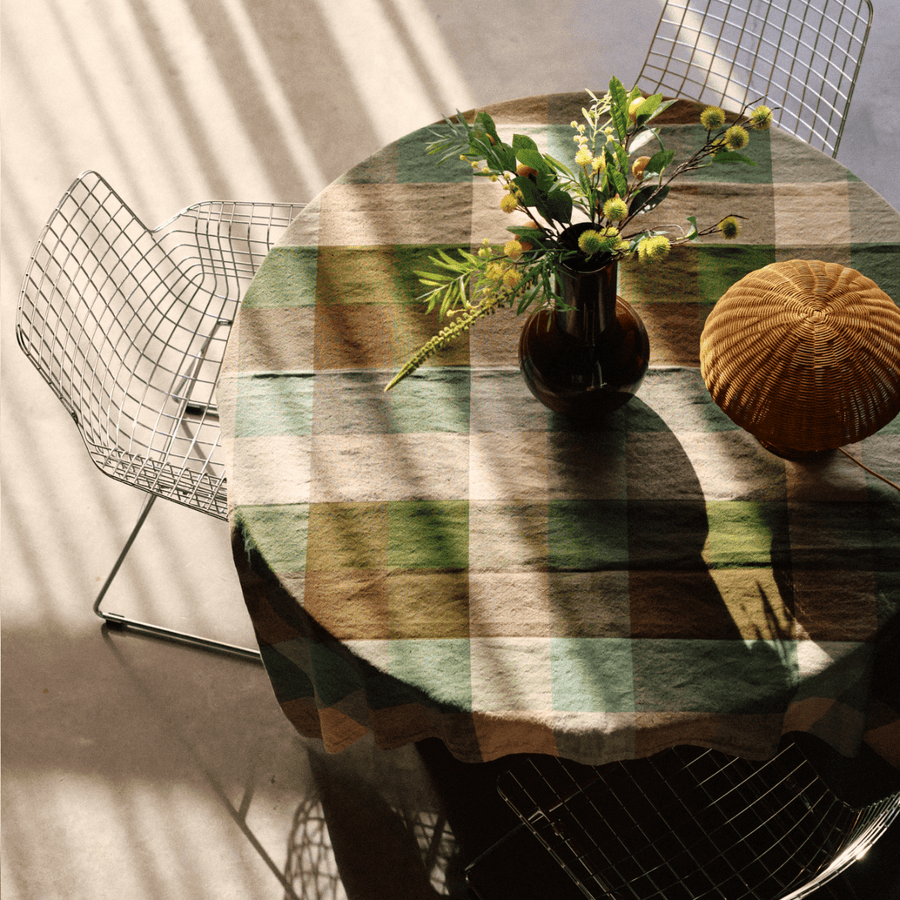 Vida check table cloth mint/olive (140x220cm)