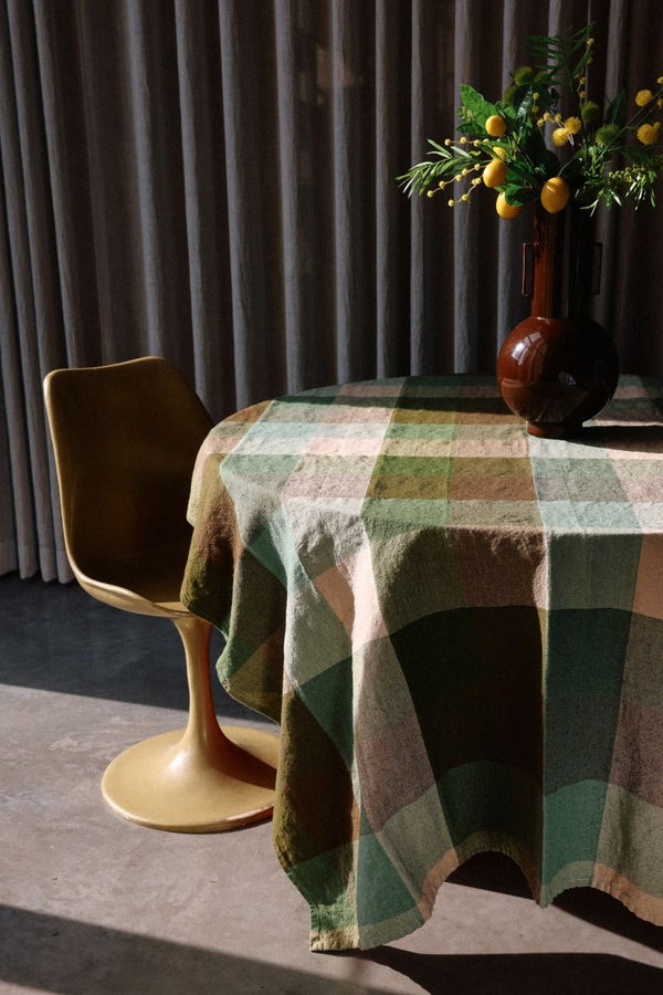 Vida check table cloth mint/olive (140x220cm)