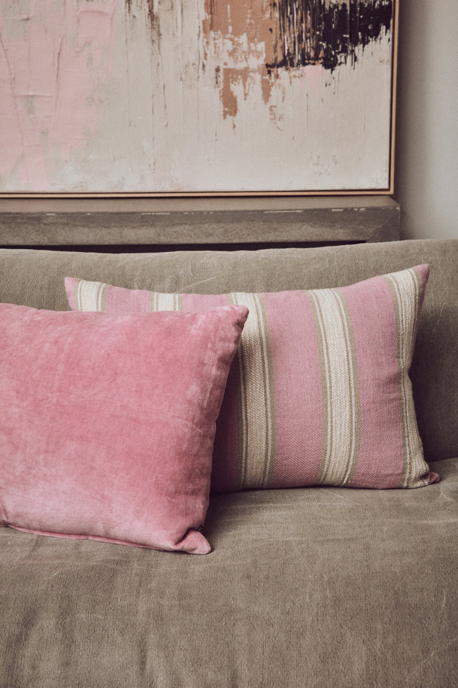 Kussen gestreept blush