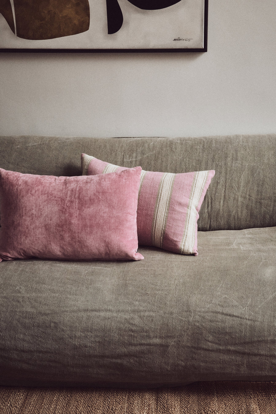Kussen gestreept blush