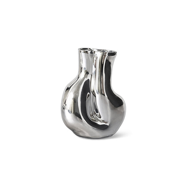 Gleam glass vase, chrome