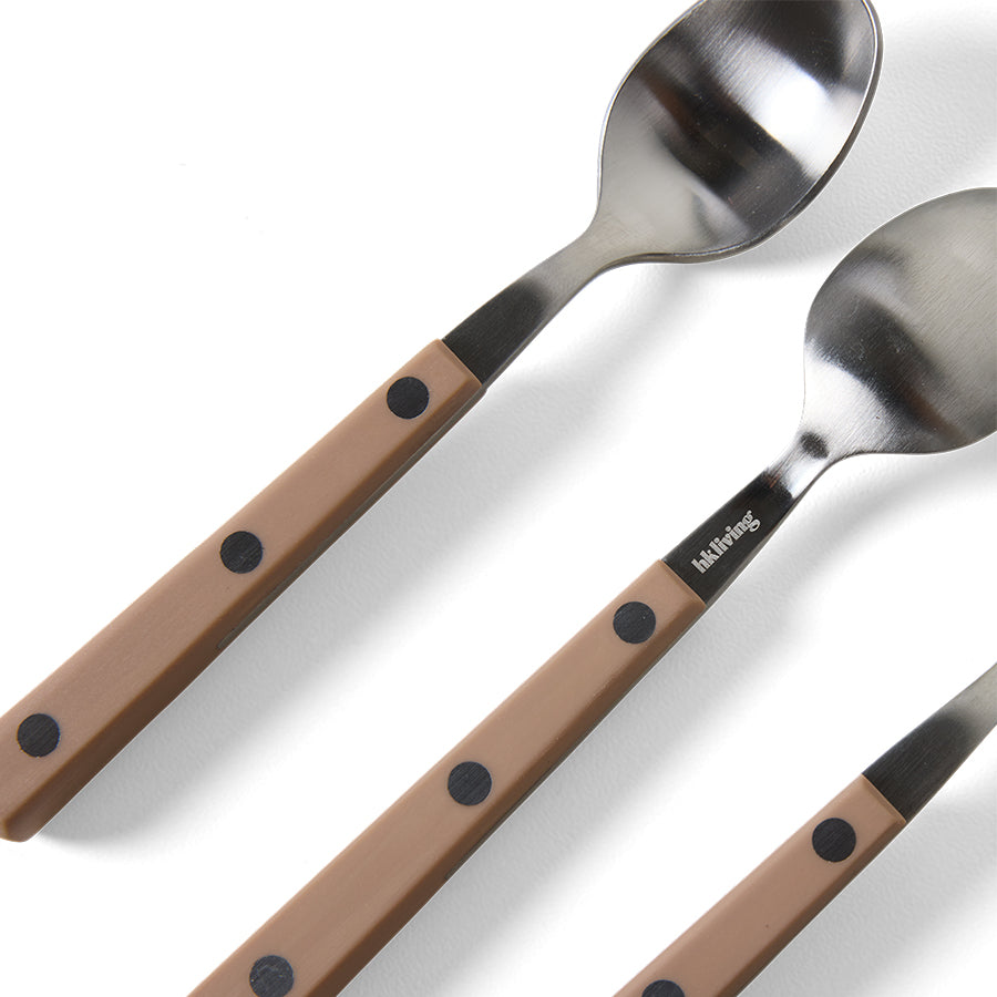 Theelepels 70s bestek taupe (set van 4)