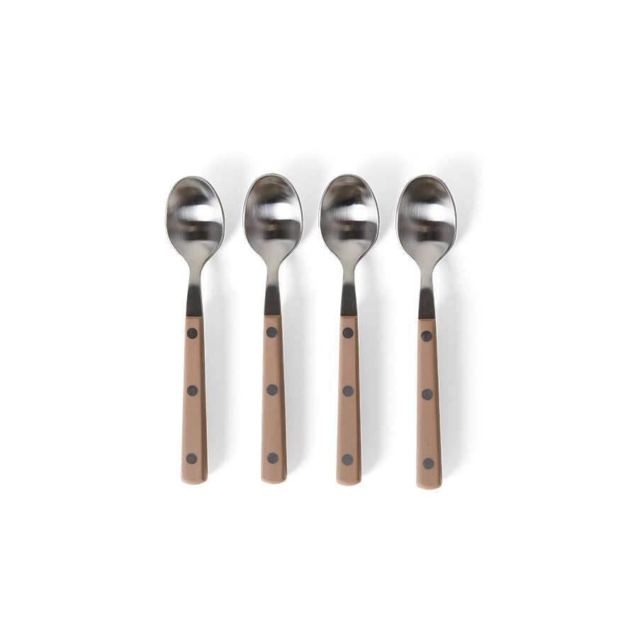Theelepels 70s bestek taupe (set van 4)
