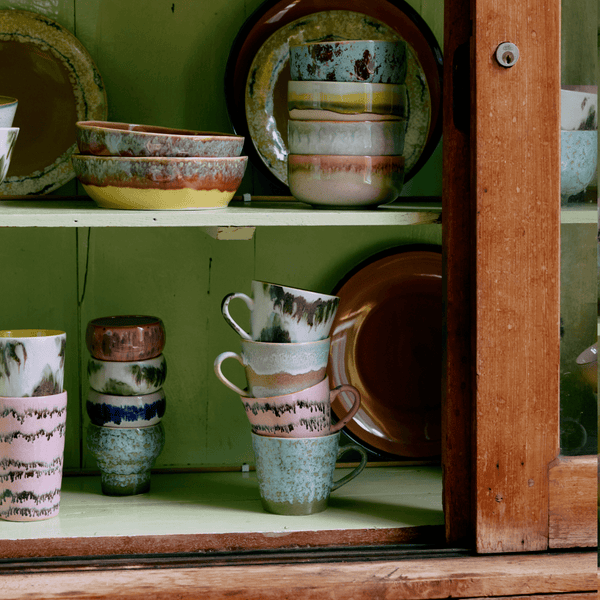 70s ceramics: cappuccino mug, verdigris