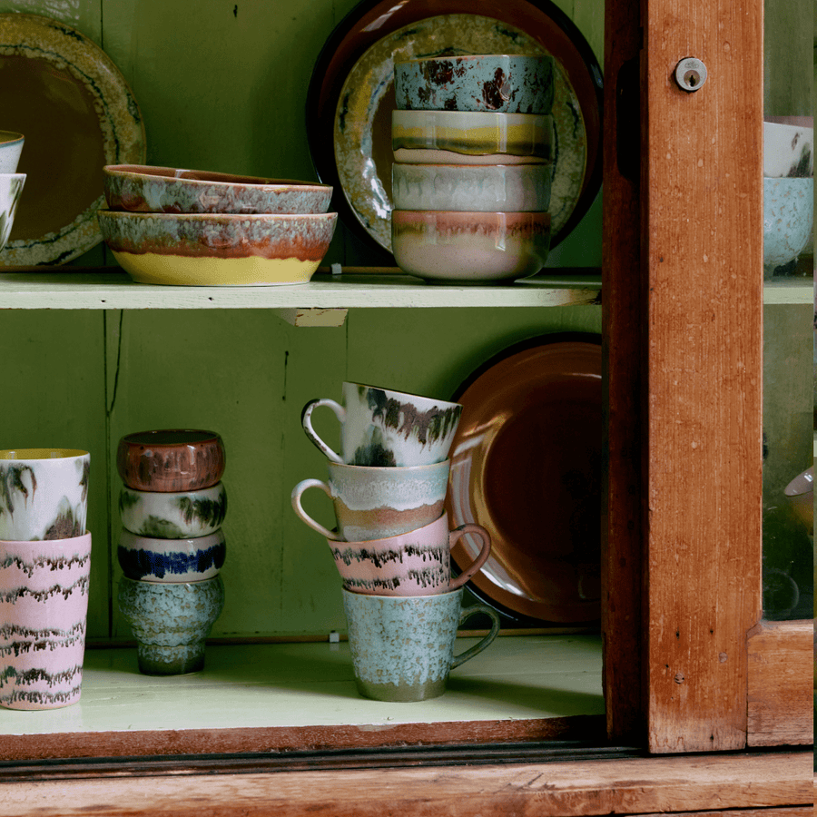 70s ceramics: cappuccino mug, verdigris
