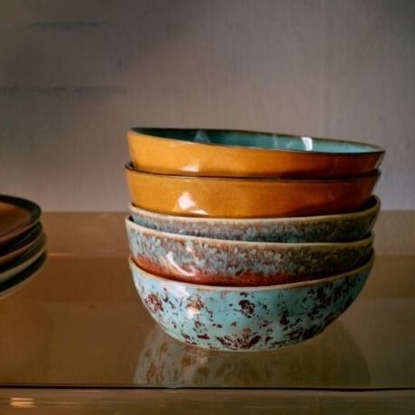 70s ceramics: pasta bowls, patina (set of 2)