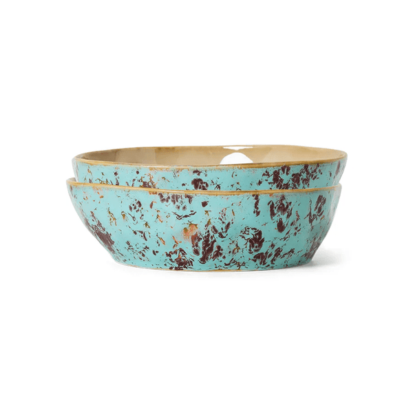 70s ceramics: pasta bowls, patina (set of 2)