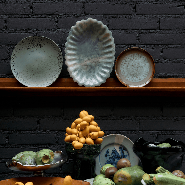70s ceramics: dessert plates, contrast (set of 2)
