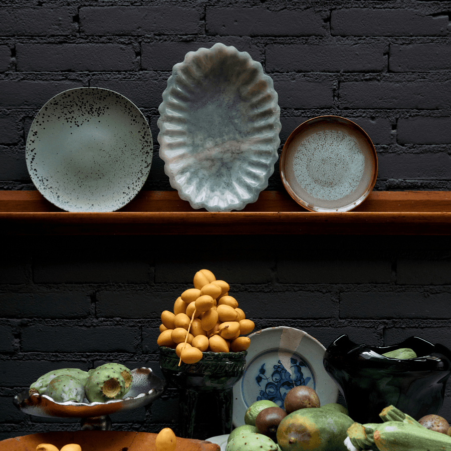 70s ceramics: dessert plates, contrast (set of 2)