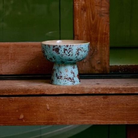 70s ceramics: tapas bowl on base S, patina
