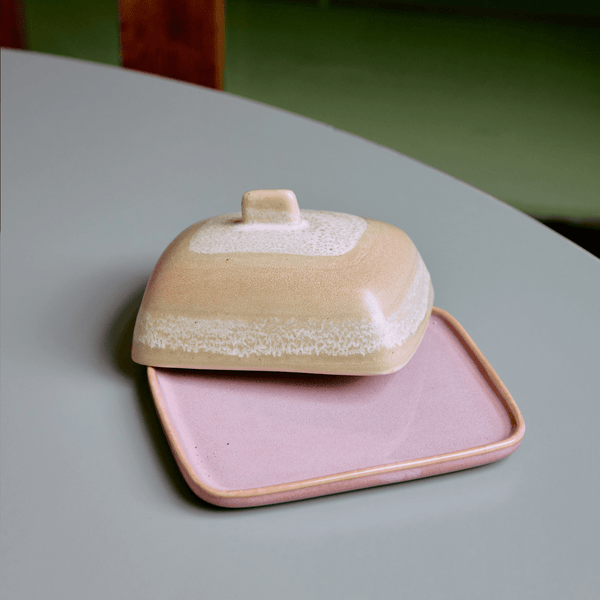 70s ceramics: butter dish, skyline