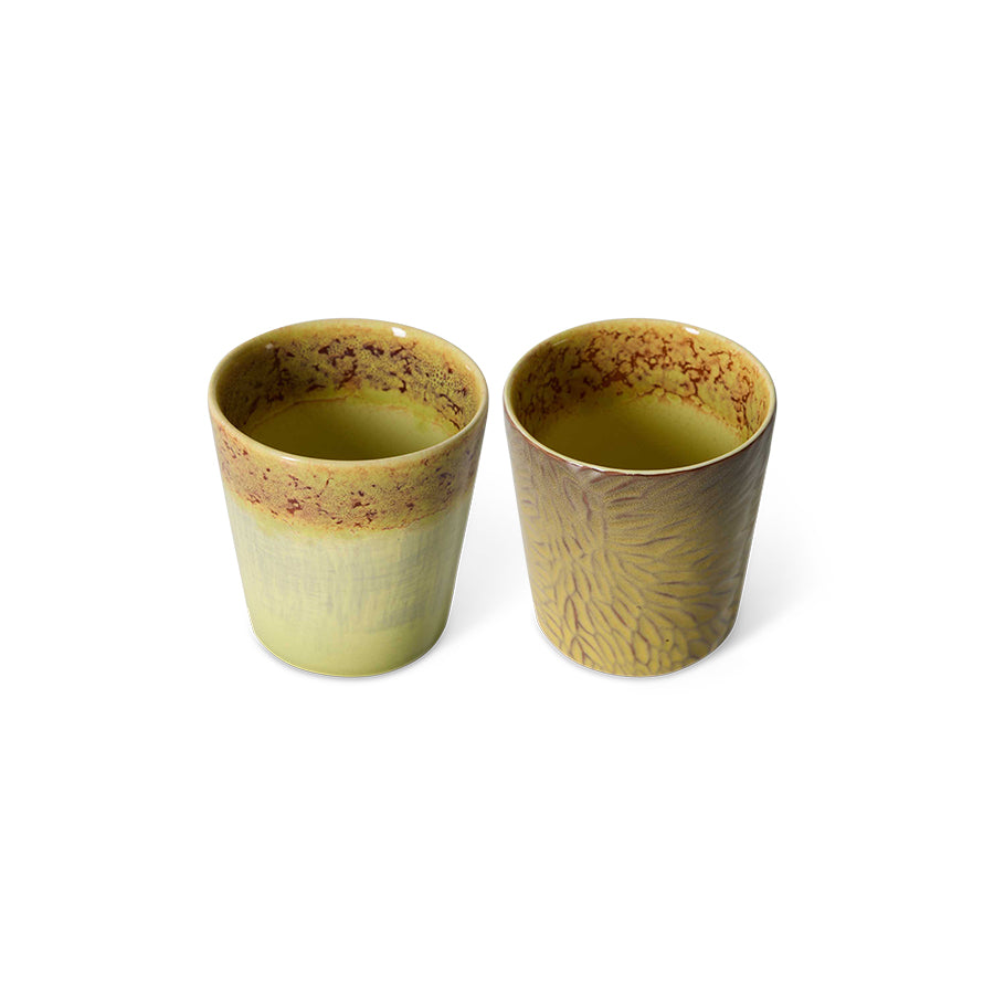 Koffimeok 70s ceramics Van Gogh sunflowers (set van 2)