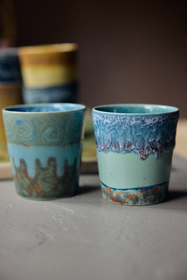 Koffimeok 70s ceramics Van Gogh self portrait (set van 2)