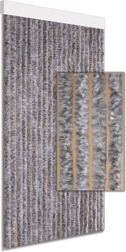 Vliegengordijn 33399 kattenstaart grijs/wit gemeleerd (90x210)
