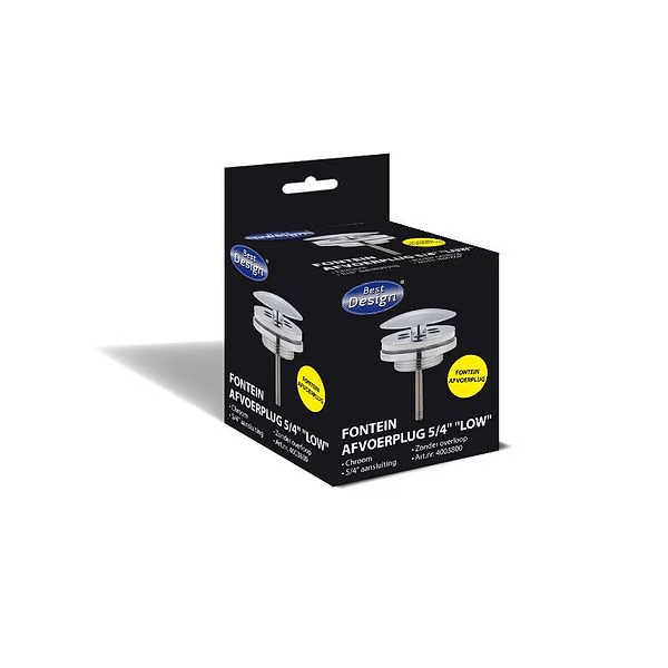 Chrome Low fontein afvoerplug 5-apr