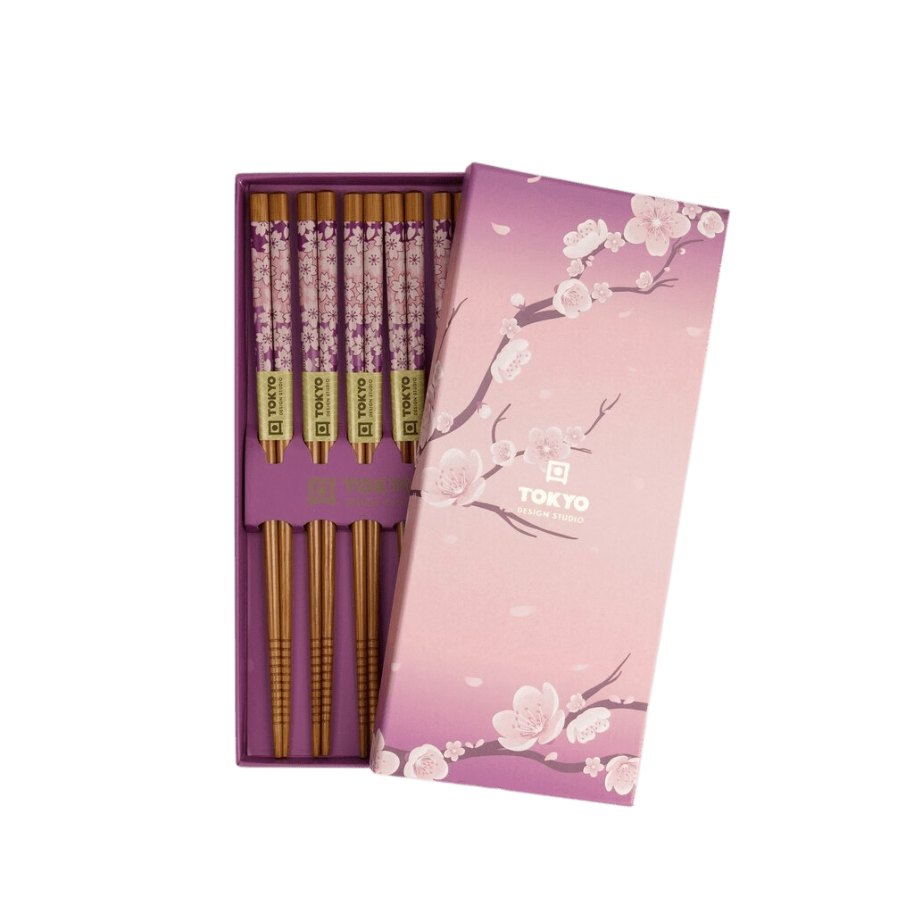 [21290] Chopstick Giftset/5 Purple Sakura 291A 21290 1/100