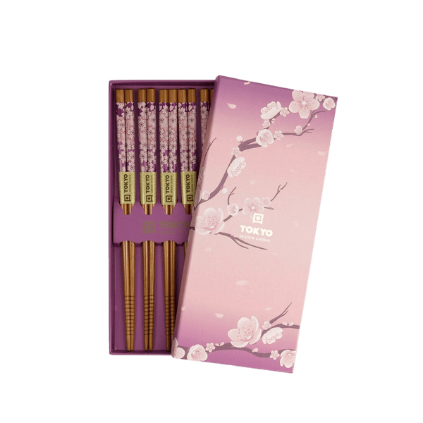 [21290] Chopstick Giftset/5 Purple Sakura 291A 21290 1/100