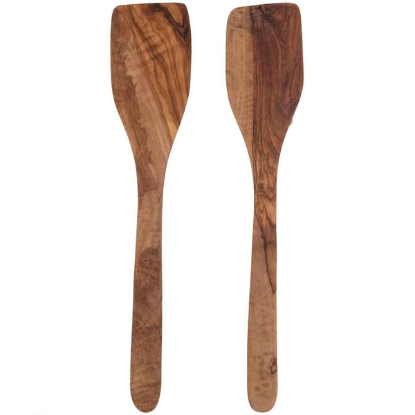Olijfhouten spatelset 2delig 30cm recht