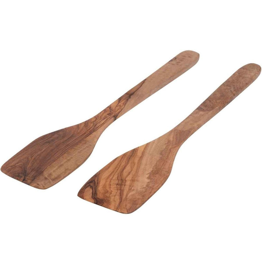 Olijfhouten spatelset 2delig 30cm recht