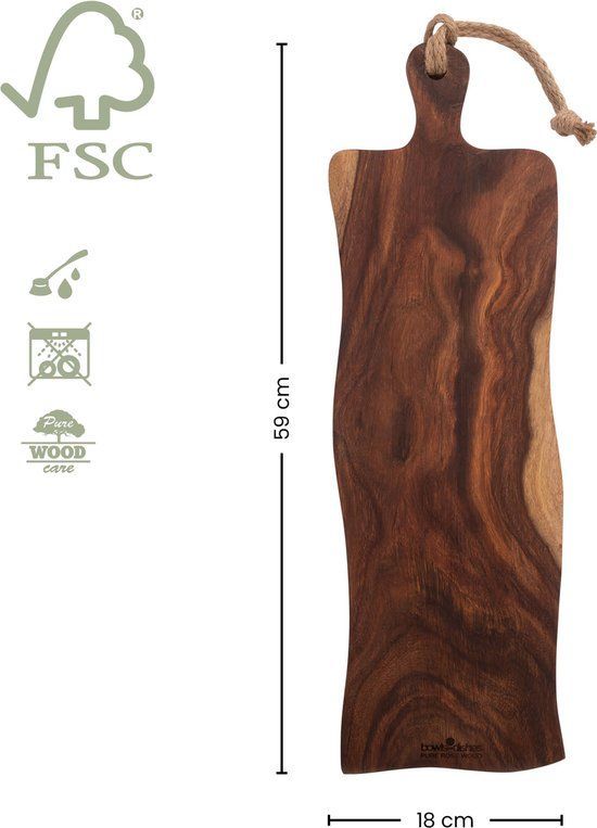 Pure Rose Wood Serveerplank rustiek met handvat 59 cm