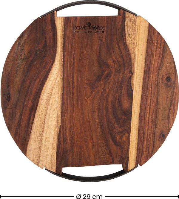 Seerveerplank Rond Met 2 Metalen Handgrepen 4 Cm Dikø 29 Cm