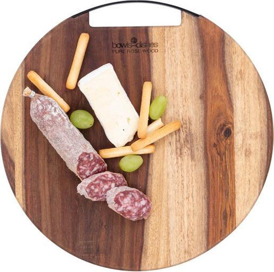 Seerveerplank Rond Met 2 Metalen Handgrepen 2 Cm Dikø 30 Cm